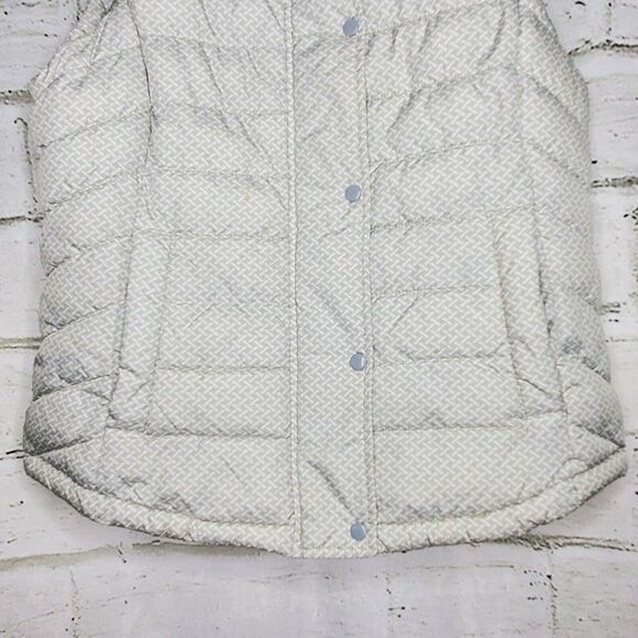 Gap Womens Medium White Gray Puffer Vest Polyester Zip Up Sleeveless Jacket - Picture 4 of 7